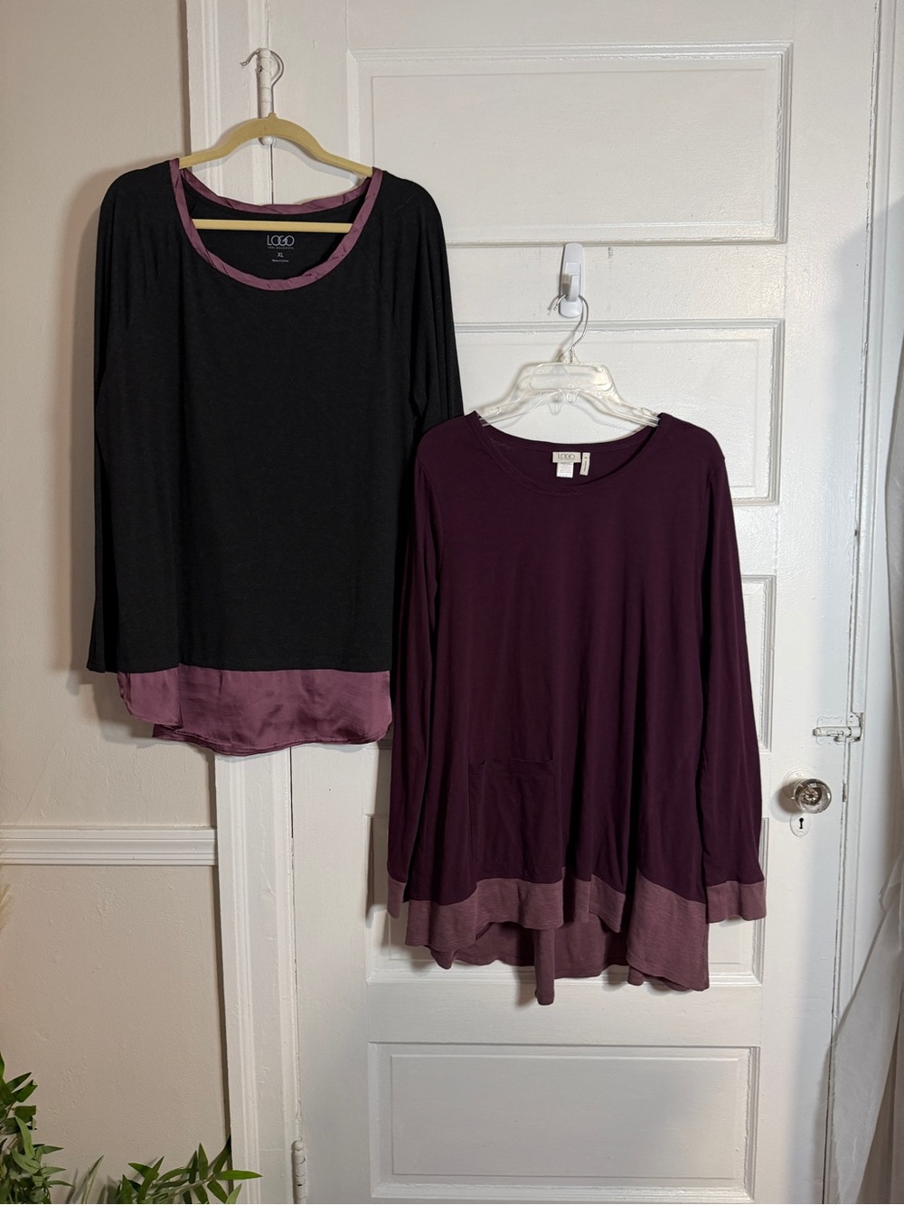 LOGO Lori Goldstein Long Sleeve Tunic Top Bundle Plum Purple & Gray Flowy XL - Picture 17 of 17